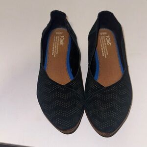 Toms Women 6.5 Flats Jutti Ballet Suede Slip On Black Classic Casual Fashion